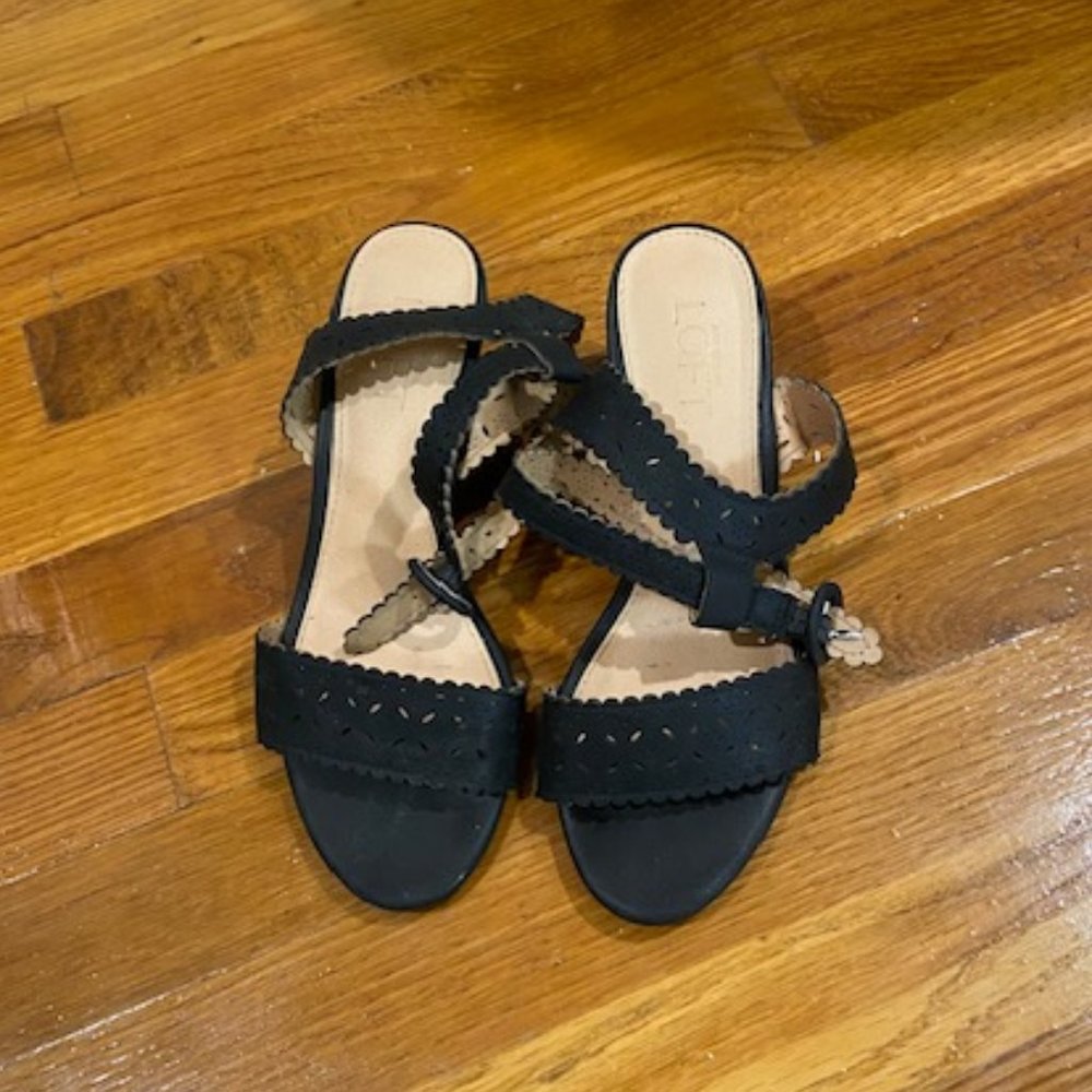 LOFT Cutout Wedge Sandals, Black Size 7
